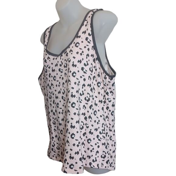 Live Love Lounge Karen Neuburger Womens Tank XL Leopard Print Pink PJ Pajama Top - Picture 4 of 6
